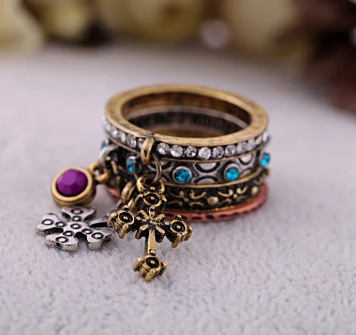

Fashion vintage accessories cross ring finger ring Factory Wholesale