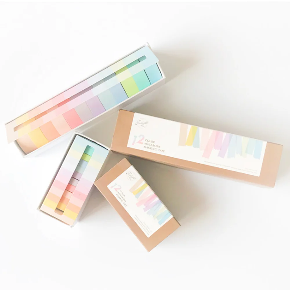 12pcs Cute Washi Tape Adhesive Kawaii Stationery Masking Tapes DIY Album Diary Scrapbooking Decorative Label Sticker Supply|Офисный