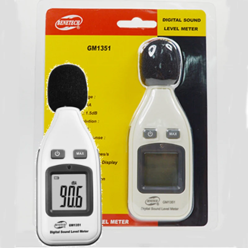 Цифровой измеритель уровня звука тестер шума GM1351 Noisemeter In Decibels LCD экран карта