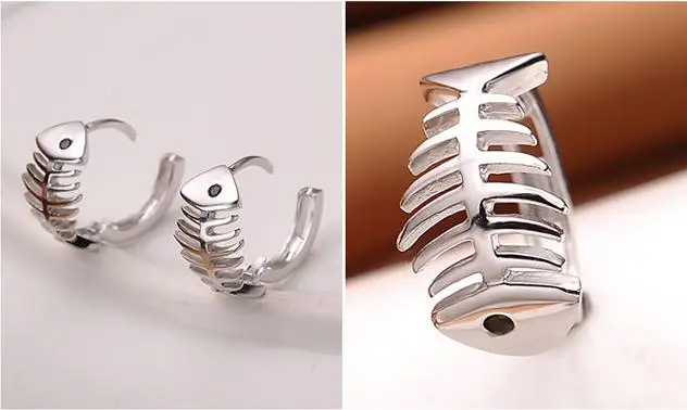 100% 925 sterling silver fashion fish bone design ladies stud earrings jewelry Anti allergy female birthday gift drop shipping | Украшения