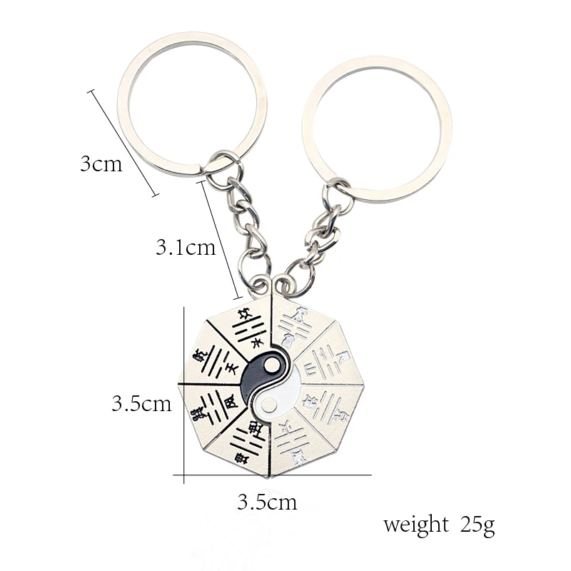 

Yin Yang Tai Chi Key Chains Chinese Gossip Couple BFF Keychain Best Friends Keychains Holder Christmas Jewelry Gift Dropshipping