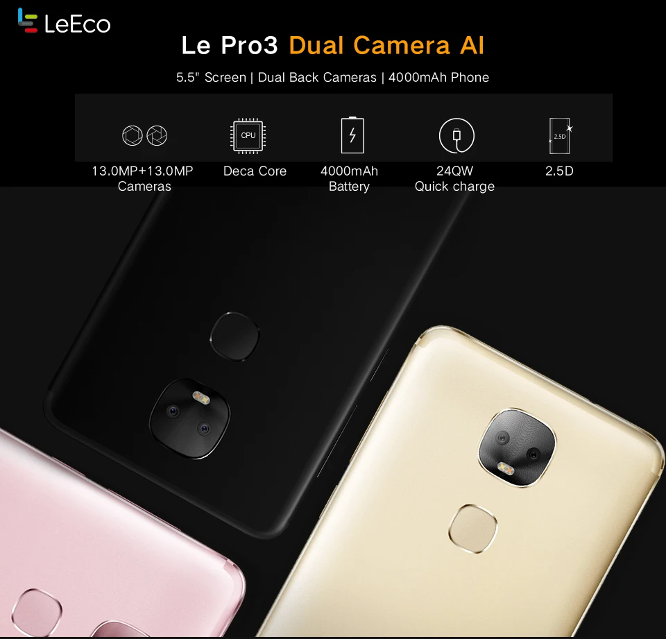 Original Letv Leeco Le Pro 3 X651 Deca core SmartPhone Android 6.0 5.5&quot Helio X23 4GB 32GB 13MP Dual Camera 4G Mobile Phone | Мобильные