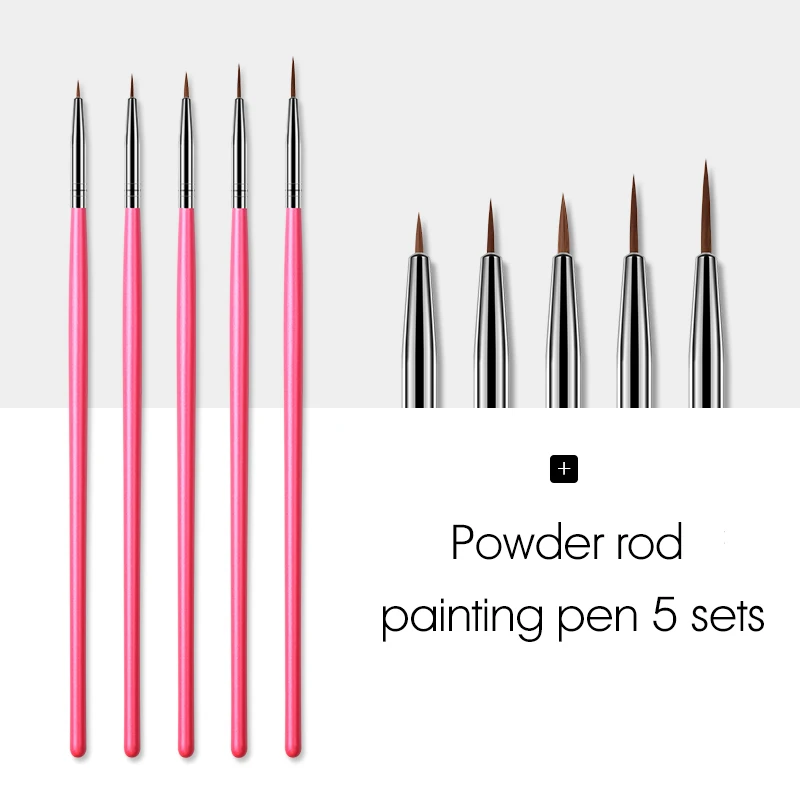 5 Pcs Pink ROHWXY 12 шт., акриловая кисть для дизайна ногтей, кисть для резьбы в виде цветка, гелевая ручка для ногтей, УФ-гель для рисования, кисть для рисования, ручка, инструменты для дизайна ногтей - Цвет: 5 Pcs Pink