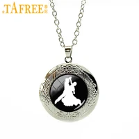tafree couple dancing silhouette locket pendents necklace romantic charm vintage pendant silver plated lovers jewelry gift dc037