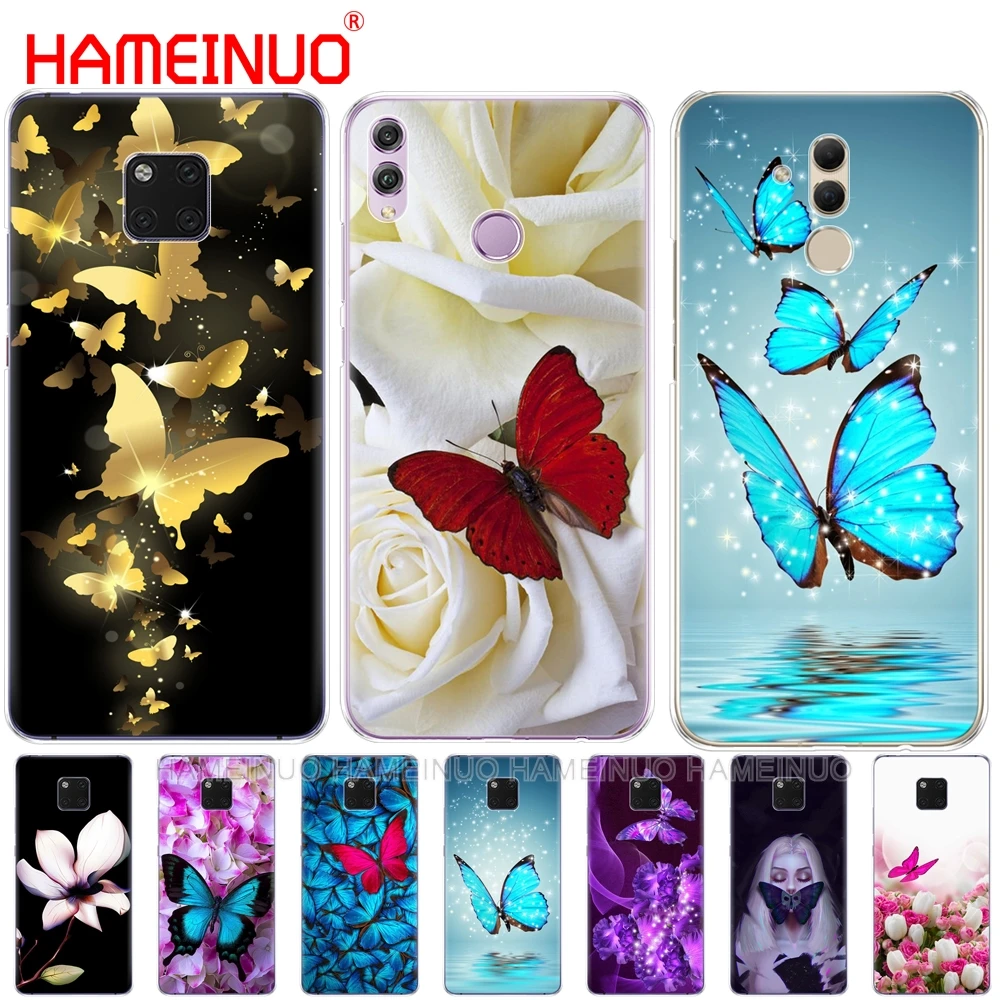 HAMEINUO чехол для телефона с бабочкой на белом цветке розы Huawei NOVA 3 3i mate 20 pro honor 8x max note