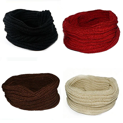 Women's Men's Autumn Winter Fashion Cable Knitted Solid Scarf Shawl Neckerchief | Wraps
