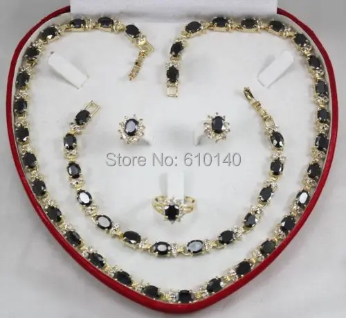 Женский ювелирный набор черное ожерелье с кристаллами из циркона браслет серьги