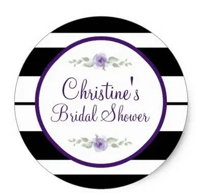 

1.5inch Black, White, flower Bridal Shower Stickers