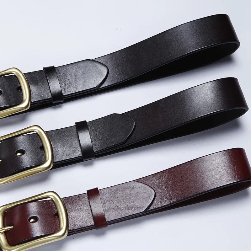 LANSPACE кожаный мужской ремень для отдыха джинсов медный с пряжкой 3 7 | Аксессуары