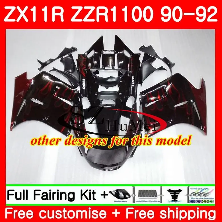 Корпус для KAWASAKI NINJA глянцевый черный ZZR1100 ZX 11R ZZR 1100 5SH5 ZX11 ZX11R 90 91 92 1990 1991 1992 комплект