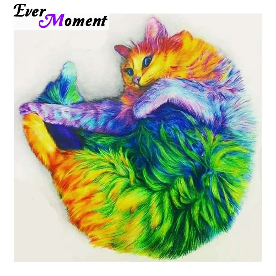 

Ever Moment Colorful Cat DIY Dimoand Painting Mosaic Full Square Drills Animal Pet Series Craft Gift Home Decoration ASF981