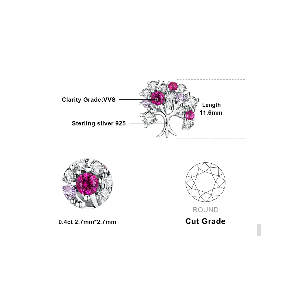 Женские серьги гвоздики JewelryPalace Lift Tree из стерлингового серебра 925 пробы корейские