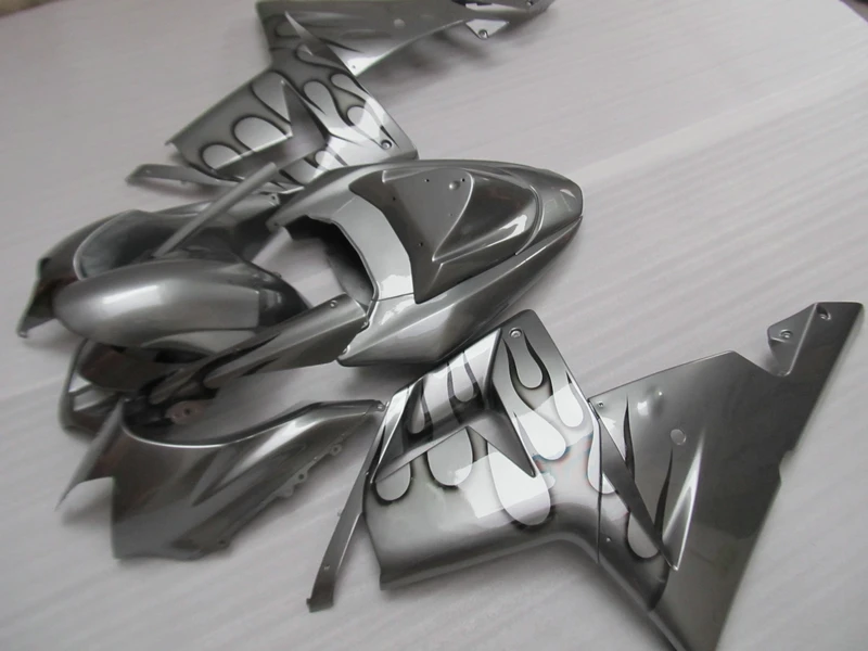 ABS motorcycle parts for Kawasaki ZX10R 2004 2005 NINJA fairing kit ZX-10R 04 05 black flames in silver fairings set YV33 | Автомобили и