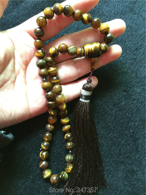 Исламские четки 45 браслет из натуральный тигровый глаз камней Аллах мисбаха