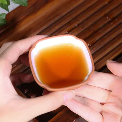 Zisha Tea Cup White Glaze Handmade Square Purple Sand Kung Fu Green Da Hong Pao Small Teaware Free Shipping | Дом и сад