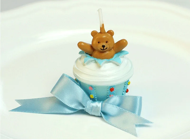 10 шт. розовый/синий мини медведь торт свеча для свадьбы вечеринки дня рождения Baby