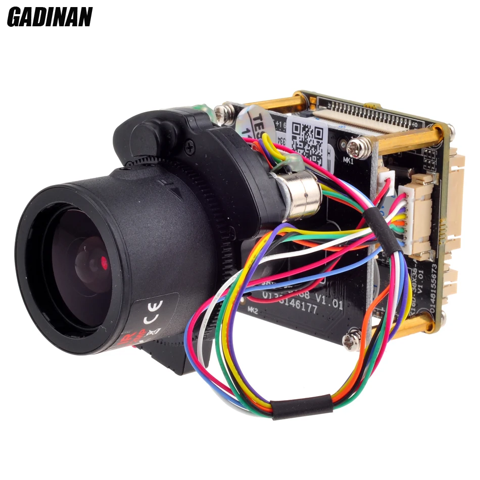 GADINAN 4MP 25FPS 1/3" CMOS OV4689+Hi3516D H.265/H.264 2.8-12mm Auto-zoom Lens IP Camera Board IPC Module with LAN Cable