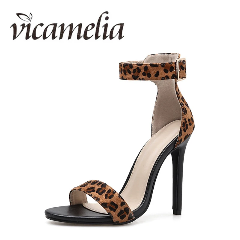 Vicamelia/Новые Модные женские босоножки с леопардовым принтом Босоножки открытым
