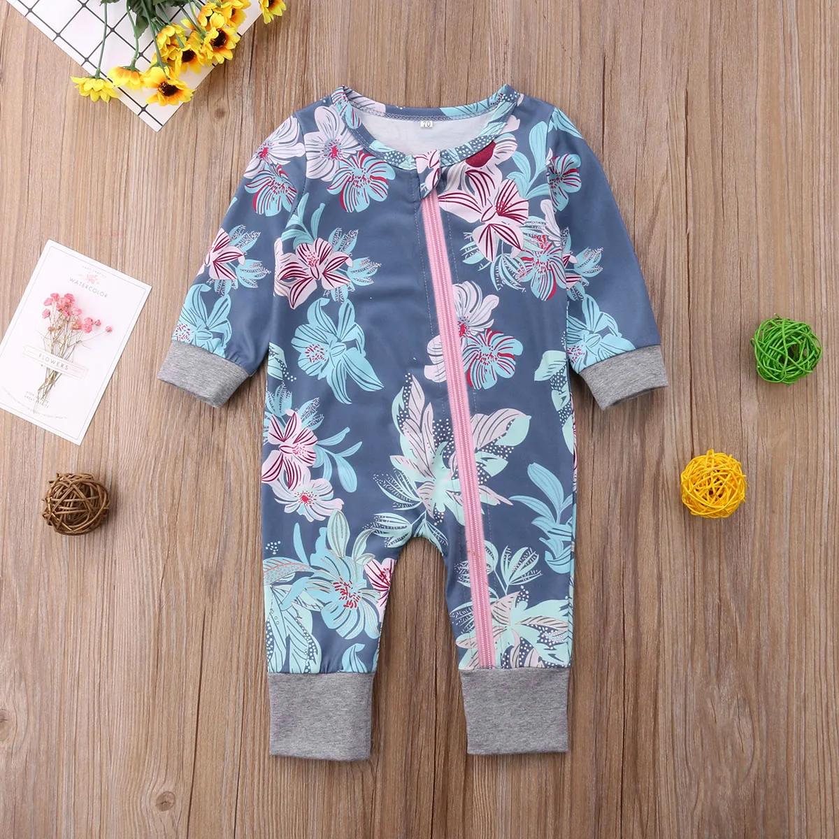 Для новорожденных мальчиков и девочек милый комбинезон 2 Стиль Цветочный принт