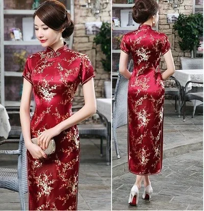 Blossom Purple Flag Церемониальные платья Cheongsam длинная консультация клиентская служба двери отеля Добро пожаловать работа Восточный одежда церемониальный халат Longue Femme - Цвет: Blossom Purple Flag