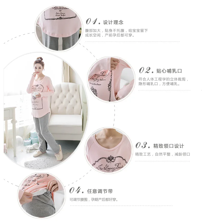 Dollplus осенние пижамы для беременных женщин, пижамы для беременных, комплект одежды для сна для беременных женщин, ночная рубашка для кормящих