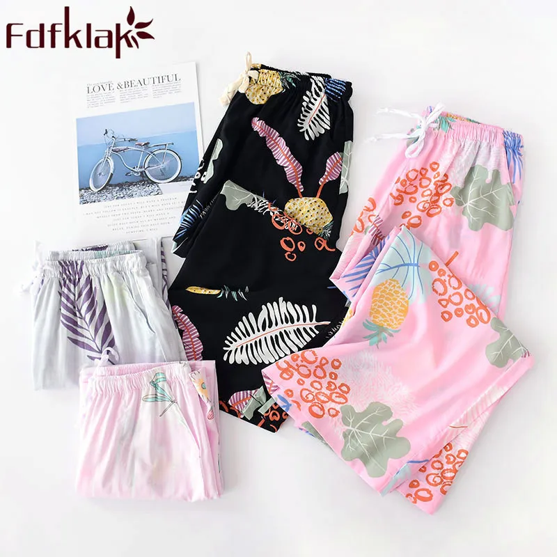 Летняя одежда для отдыха 2020 женские новые штаны с принтом пижамные брюки