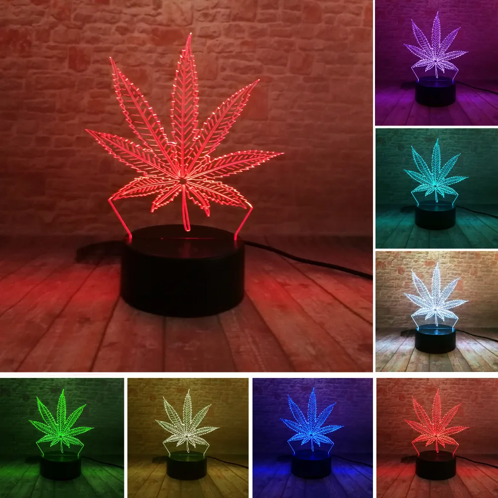 Красивая 3D иллюзия Светодиодная лампа с Кленовым листом форма ночника как друзья
