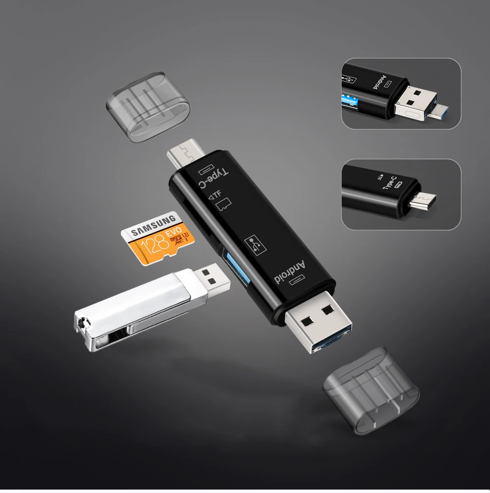 3 в 1 Тип C/Micro USB OTG карта адаптер Тип C/USB/Micro USB SD TF считыватель карт памяти для Andrio PC Mac компьютер скрытый USB