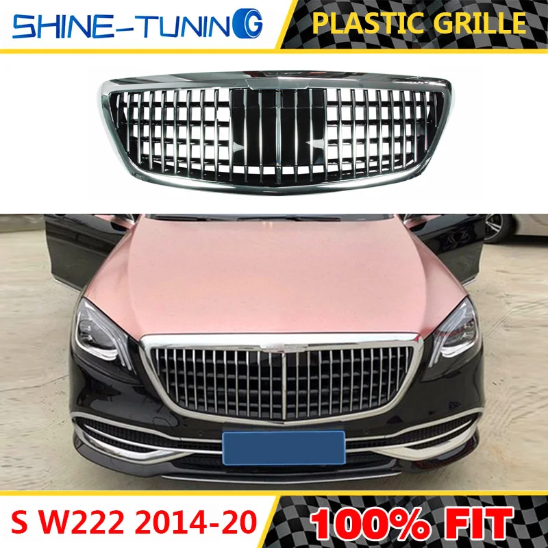 Подходит для Maybach S Class W222 решетка forSedan Хром передний гоночный гриль 2014 2020 S320 S400 S350