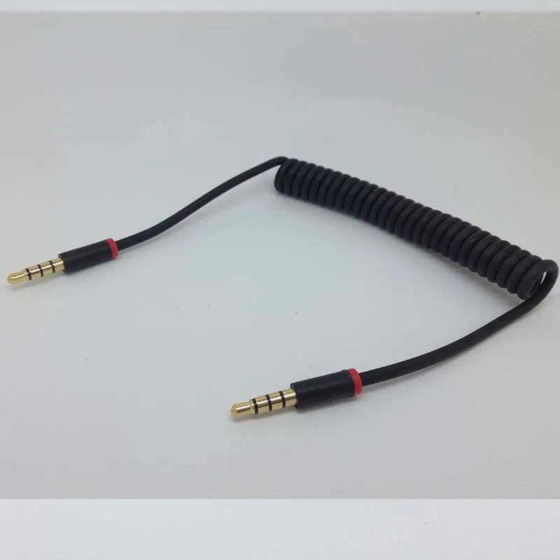 Бесплатная доставка 3 фута 4 полюсная пружина спиральный 5 мм Aux кабель с