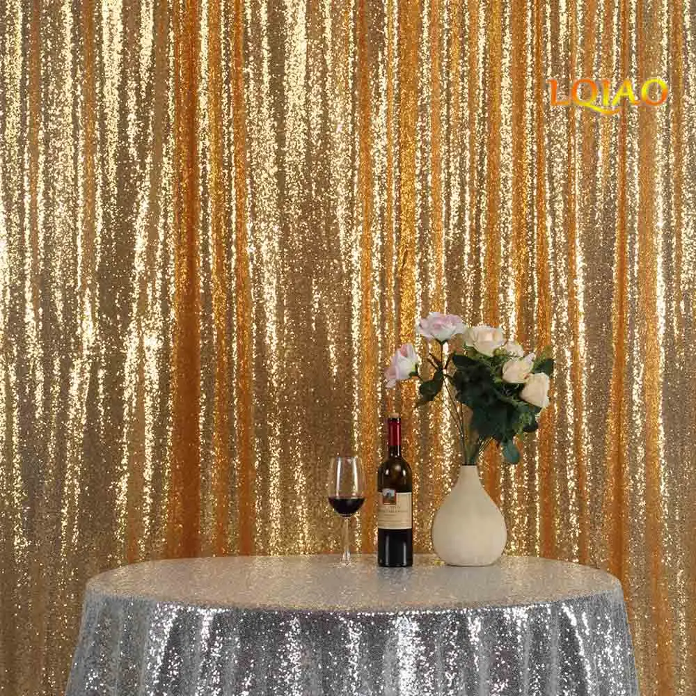 

Perfectly 10FTx10FT Glitter Gold Sequin Fabric Background Photobooth Backdrop Gold Wedding Curtain For Christmas/Wedding Decor