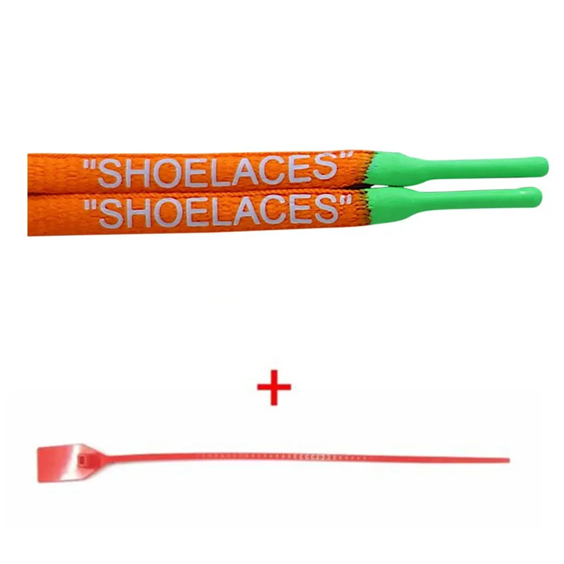 Orange-White Print Новые 4" /63" овальные "шнурки" Off white шнурки для обуви силиконовые печать овальные шнурки+ застежка-молния для воздуха Off-White "The Ten" - Цвет: Orange-White Print