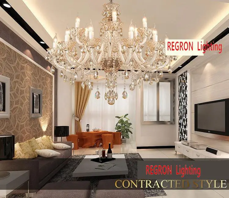 Romantic wedding Chandeliers led Candle Holders Champagne Crystal Chandelier For Bedroom Hotel Villa dining room light lustres | Лампы и