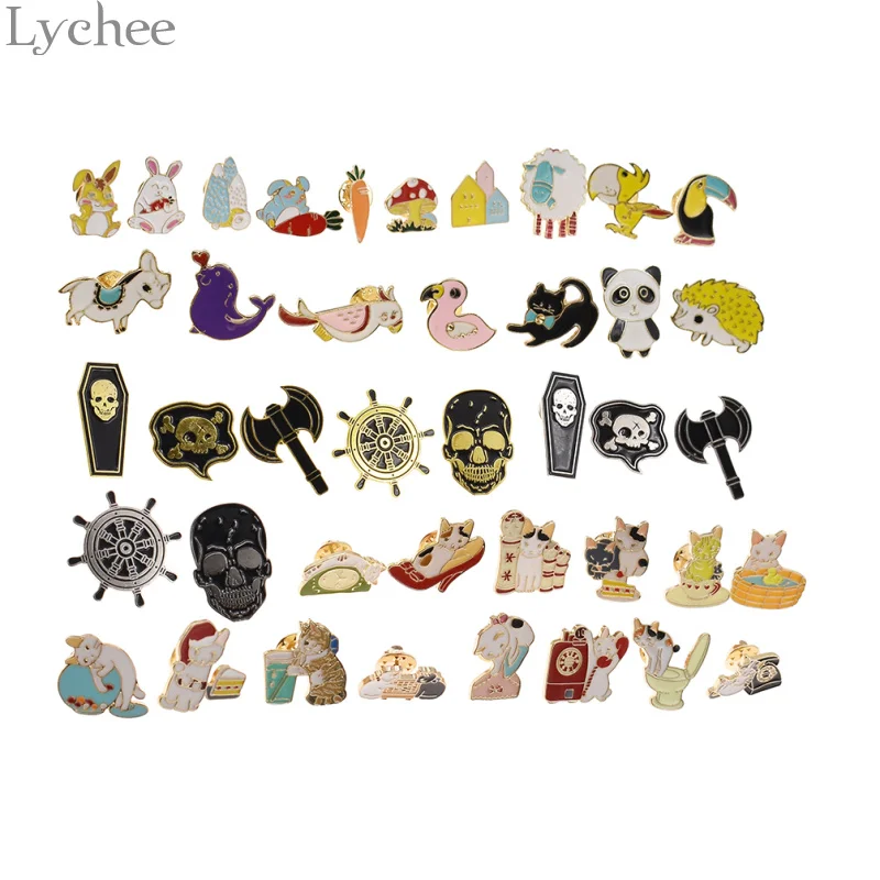 Lychee Trendy Alloy Cartoon Animal Enamel Brooches Lovely Cat Pins Jewelry Gift for Women | Украшения и аксессуары