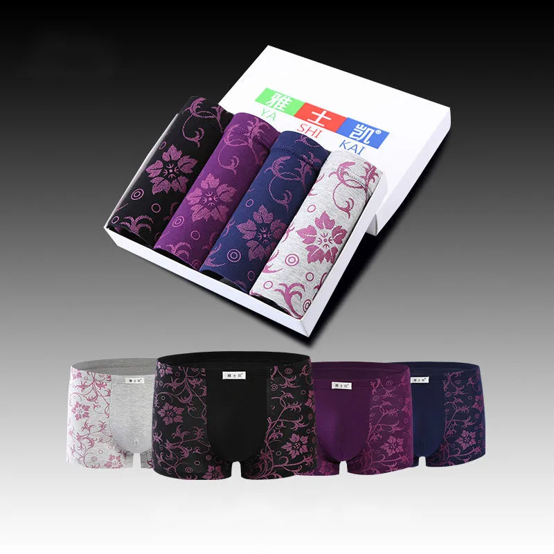 Мужское нижнее белье боксеры шорты в повседневном стиле хлопок принт дышащие