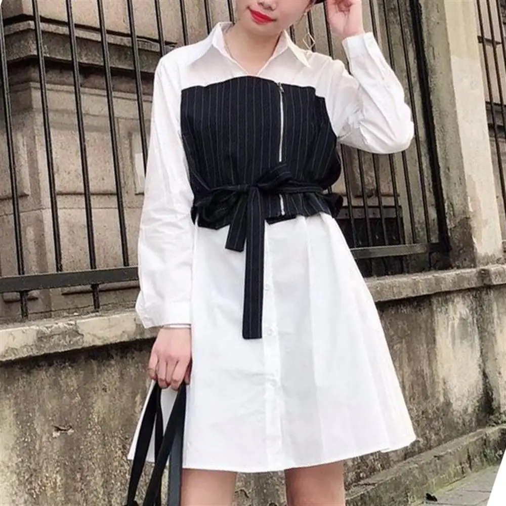 2018 autumn and winter new stitching casual comfort small fresh dress pretty woman | Женская одежда