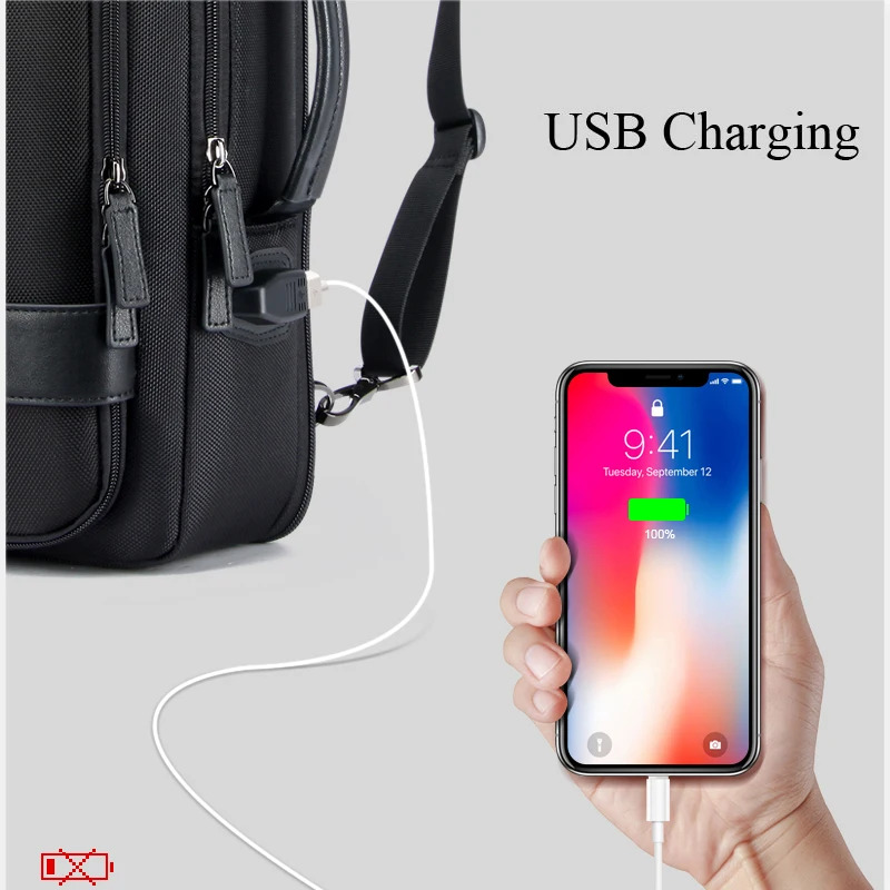Многофункциональный мужской рюкзак с usb зарядкой 15,6 дюймов для ноутбука подростка, модный мужской водонепроницаемый рюкзак для путешествий