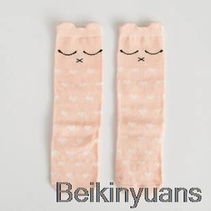 Pink sleeping cat 1 pair male baby girl socks warm cartoon fox cotton cute knee socks unisex fashion cartoon baby warm boots socks cartoon - Цвет: Pink sleeping cat