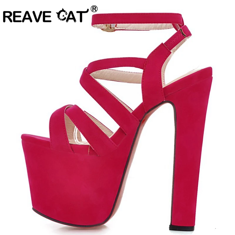 Женские босоножки REAVE CAT на высоком каблуке женские Босоножки 15 см платформе 6 с