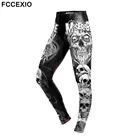 FCCEXIO 2019 Новое поступление женские леггинсы с черепом градиентные штаны с буквенным 3D принтом облегающие Женские леггинсы для фитнеса