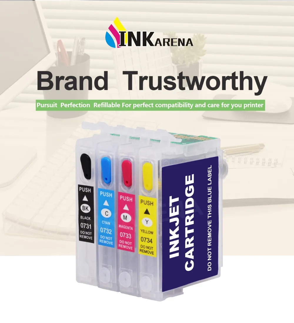 INKARENA T0731 принтера чернильный картридж для принтера Epson 73 T0731N 73N картриджи T30 TX203 TX510F TX210 CX5900 T40W TX205 TX209 TX409 комплект