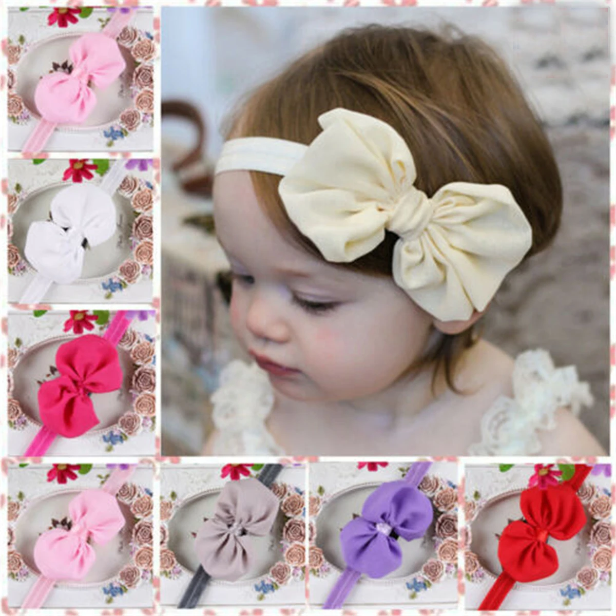 Emmababy шифоновая повязка на голову с большим бантом для маленьких девочек
