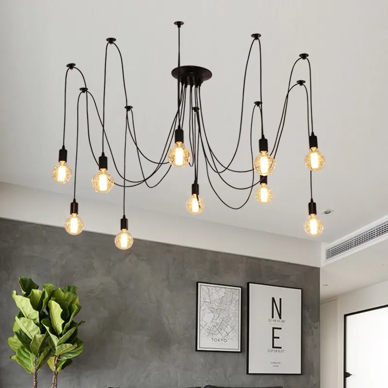 Лофт Винтаж подвесной светильник LED металлического железа Освещение в помещении