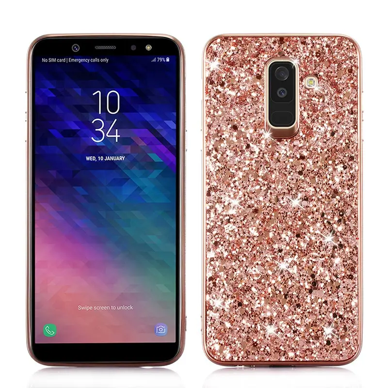 Showkoo Phone Case For Samsung Galaxy A6 Plus Glitter Bling Back Cover A6S 2018 TPU+PC Shell Fundas Shining |