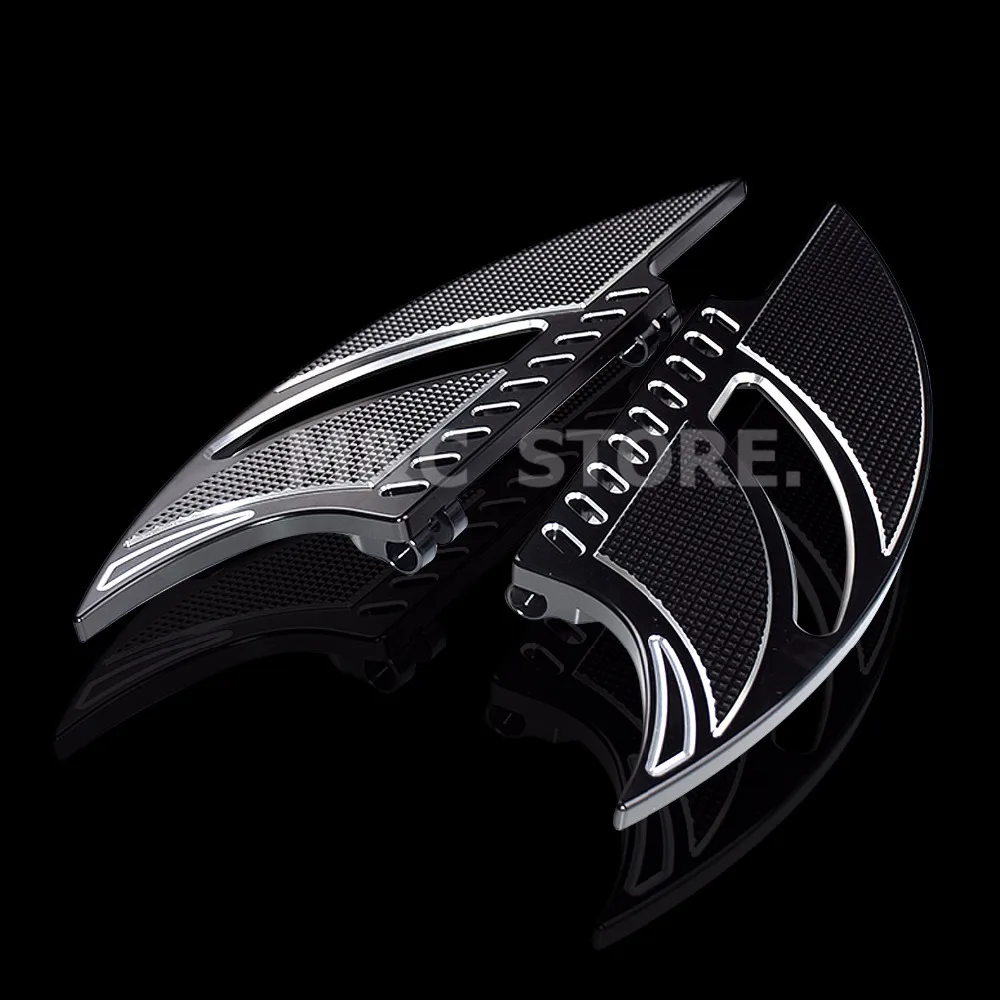 Черные ножные подстилки Tomahawk с ЧПУ передние направляющие для ног моделей Harley Touring