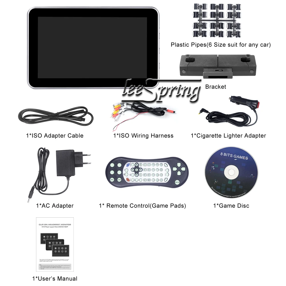 10 1 дюймовый сенсорный экран подголовник монитор dvd плеер с FM/IR/USB/SD (MP5)/Поддержка