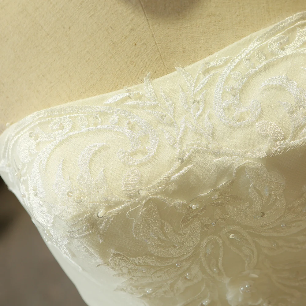 SL 502 очаровательное кружевное свадебное платье без бретелек с аппликацией в