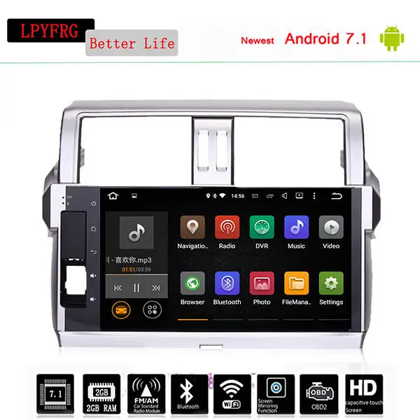 10 2 &quotandroid Автомобильный GPS dvd плеер СБ Navi для Toyota new Prado 150 2014 2017 с 4G + 64G