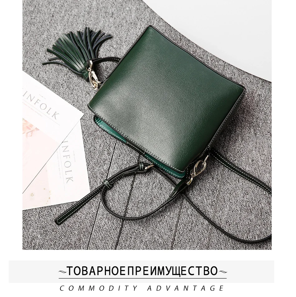 Zency повседневная женская сумка через плечо из натуральной кожи Модная коричневая дамская сумка с кисточкой простая маленькая сумка на плечо