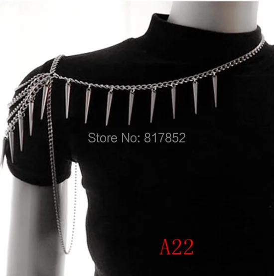 

FREE SHIPPING HOT SELLING New A22 Women Silver Chains Silver Rivets Single Chains Jewelry Punk Chains Jewelry 3 Colors